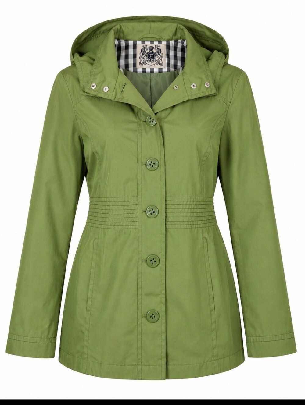 Esprit Green Casual Lightweight Tailored Hooded Women Rain Midi Length Jacket M